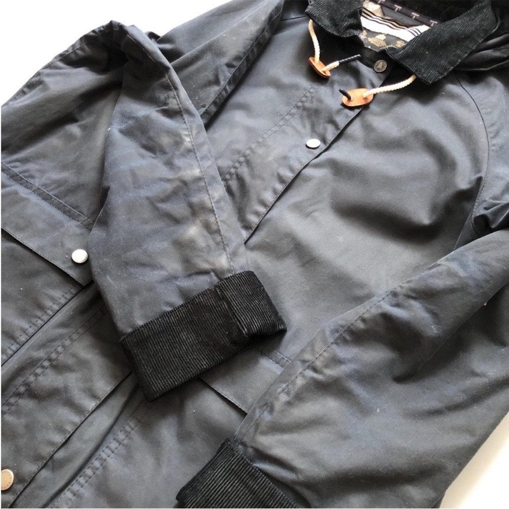 Barbour Navy Hooded Coat - Picture 5 of 13